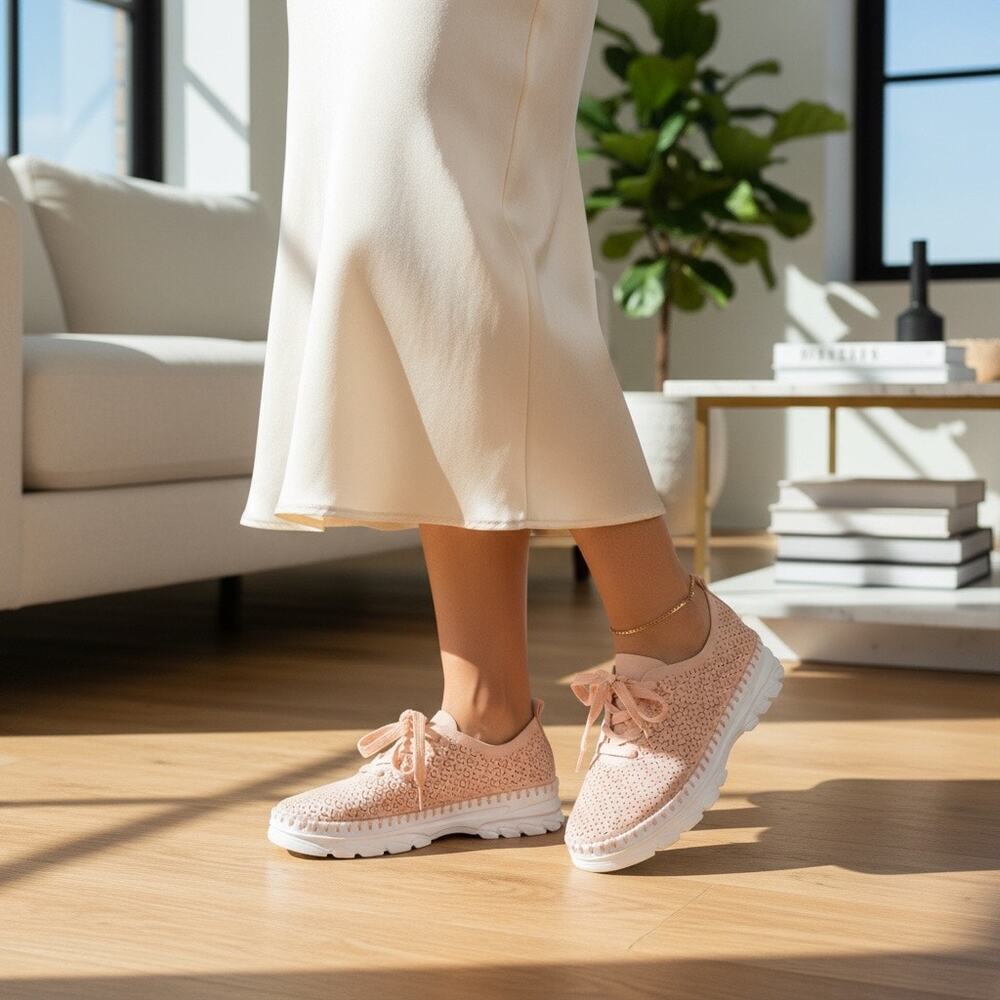 Patrizia by Spring Step Elodi Perforated Platform Sneakers 
Pink Peach 7 / 37